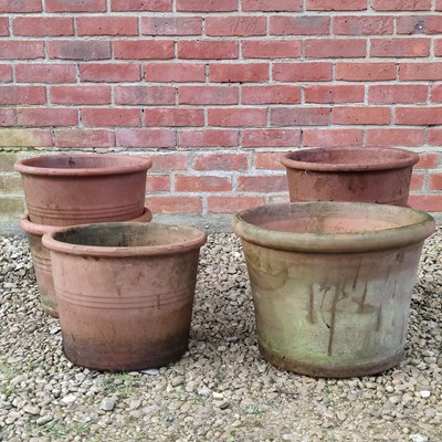 Lot 1452 - A collection of five terracotta pots