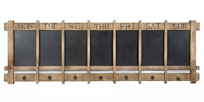 Lot 1147 - A 'Day of the Week' chalkboard and coat rack