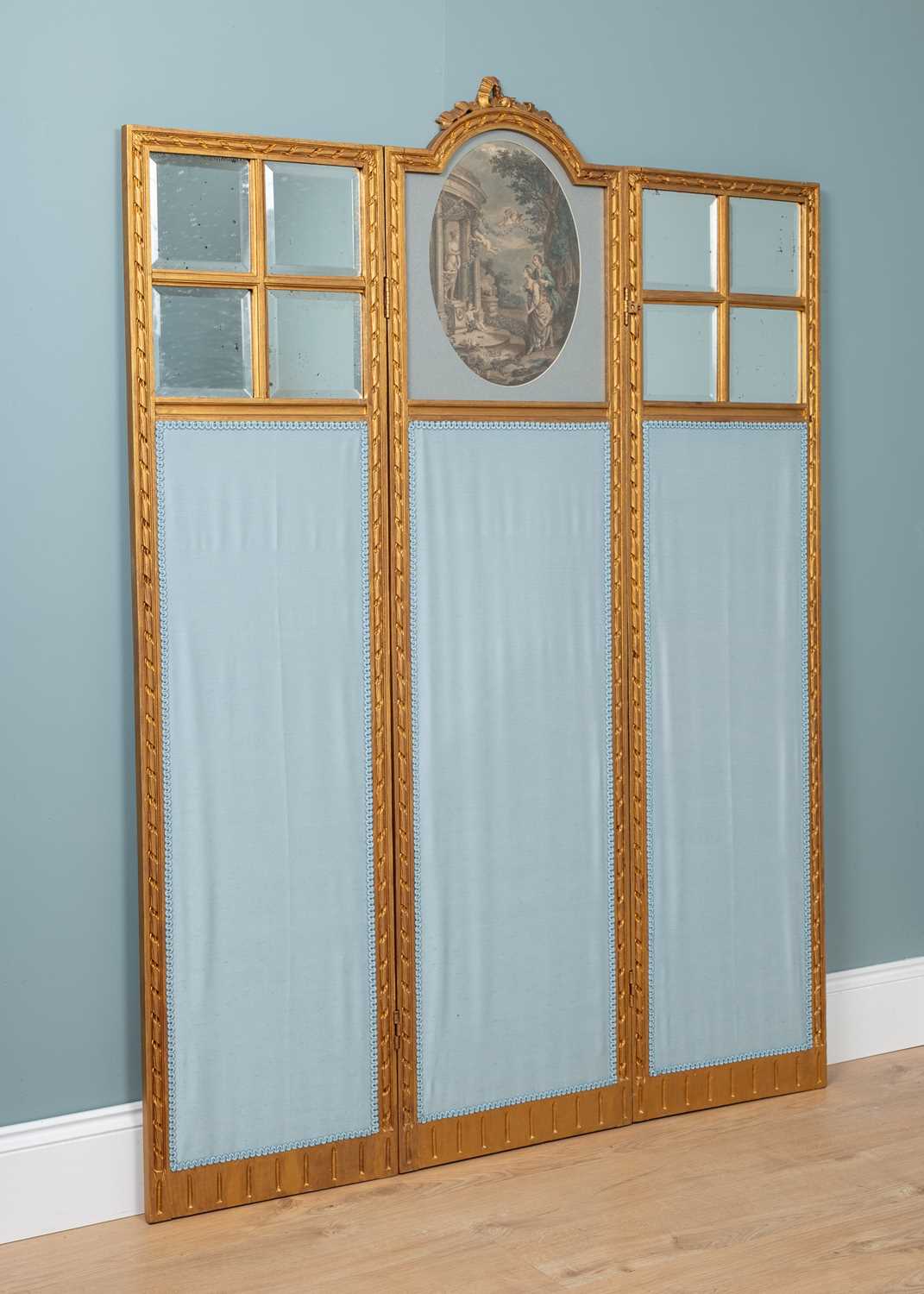Lot 1136 - A 20th century French Rococo-style three-fold screen