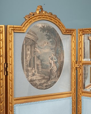 Lot 1136 - A 20th century French Rococo-style three-fold screen