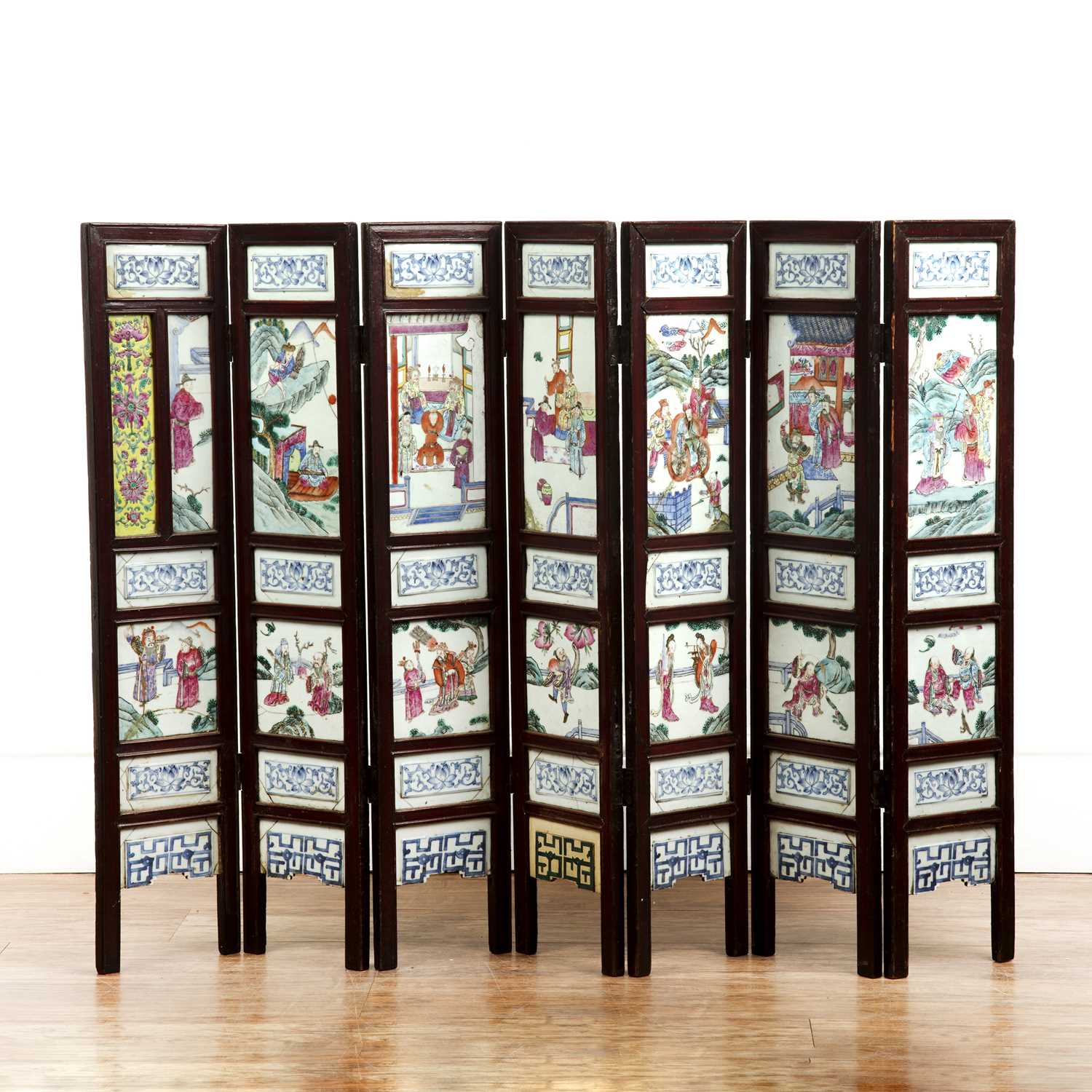 Lot 61 - Porcelain panel table screen Chinese, 19th...