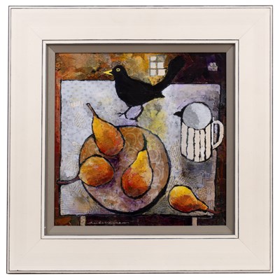 Lot 140 - Anuk Naumann (b.1951) 'Blackbird amongst fruit'...