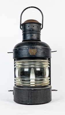 Lot 1446 - A group of four copper and painted iron ship's lanterns