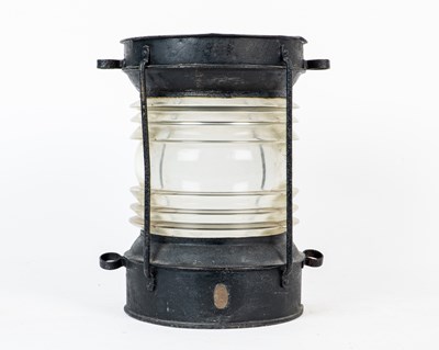 Lot 1446 - A group of four copper and painted iron ship's lanterns