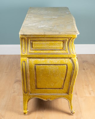 Lot A French Louis XV-style yellow-painted commode