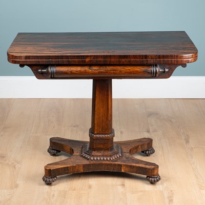 Lot 319 - A William IV rosewood D-end card table