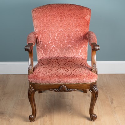 Lot 296 - A 19th century-style mahogany-framed open armchair