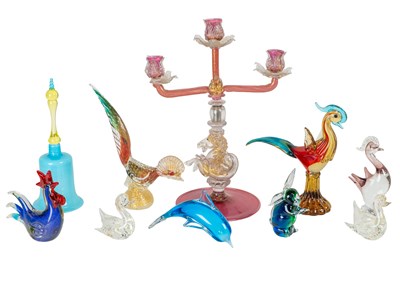 Lot 1013 - A Murano glass candelabrum