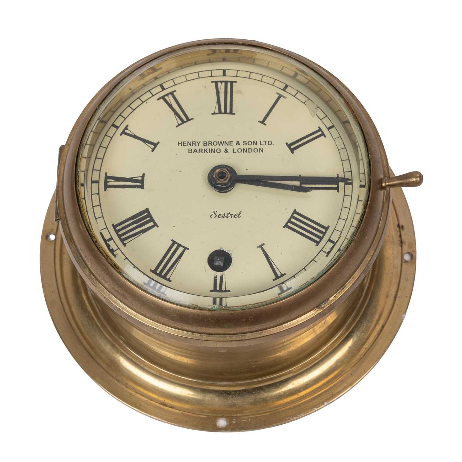 Lot 1189 - A mid-20th century brass ship's bulkhead clock