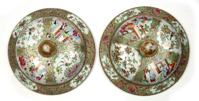 Lot 70 - Pair of Canton famille rose floor vases and...