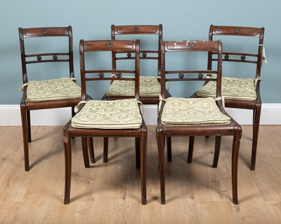 Lot 488 - A set of five mahogany dining chairs by Gillows of Lancaster
