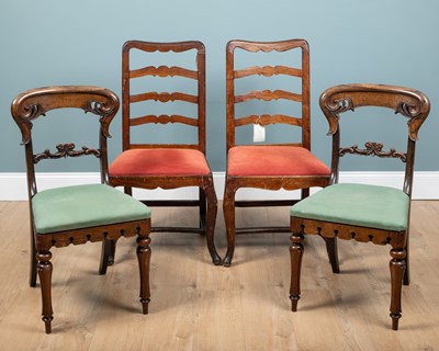Lot 294 - Two pairs of Victorian dining chairs
