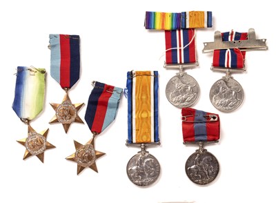 Lot 306 - A collection of seven medals to include a WWI...