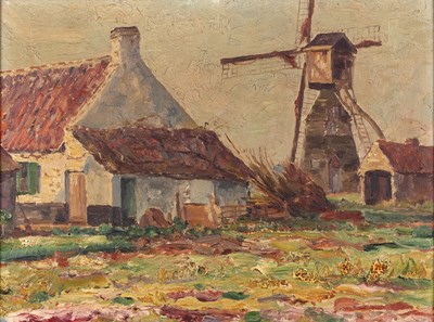 Lot 265 - Rene Ovyn (19th century) 'Windmill at Knocke...