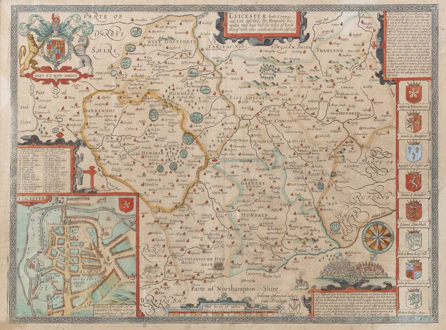 Lot 65 - John Speed 'Leicester, both Countye and Citie...