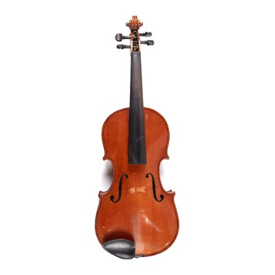 Lot 140 - A German violin with two piece back, golden...