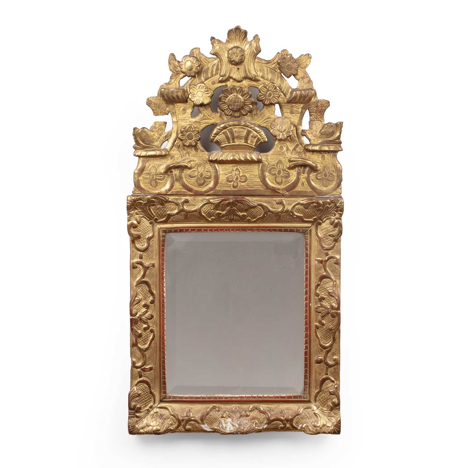 Lot 12 - Gilt wood wall mirror 17th Century and later,...