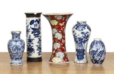 Lot 52 - Group of five vases Chinese and Japanese,...