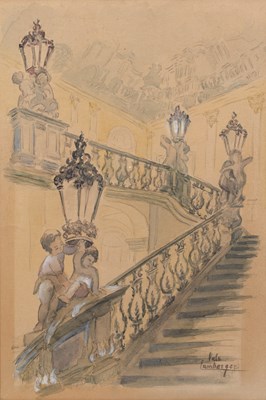 Lot 403 - Vala Lambergez (1877-1953) A grand staircase,...