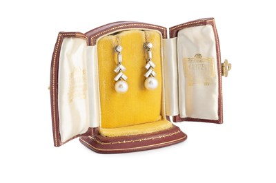 Lot 151 - A pair of Art Deco natural pearl and diamond...