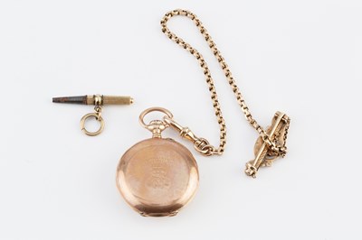 Lot 268 - An open face fob watch, the white enamel dial...