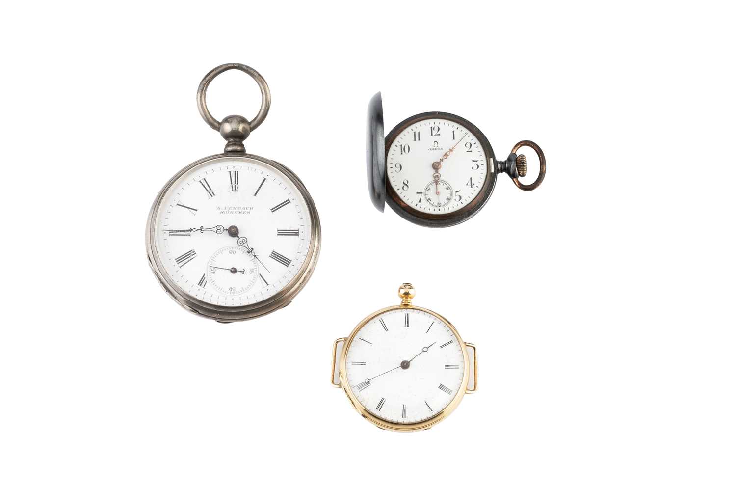 Lot 263 - Three antique watches, comprising a gold cased...