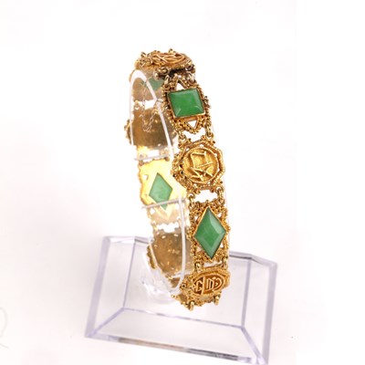 Lot 161A - Precious yellow metal and green hardstone...