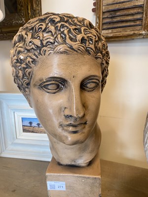 Lot 271 - A cast plaster bust of an athlete, after the antique