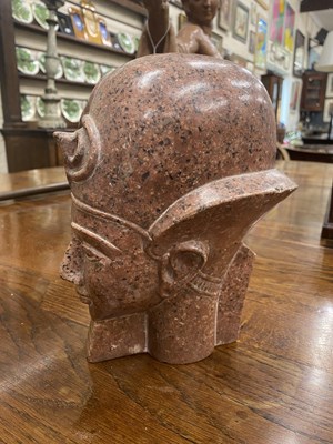 Lot 365 - A museum copy of a porphyry Ancient Egyptian bust of a Pharoah