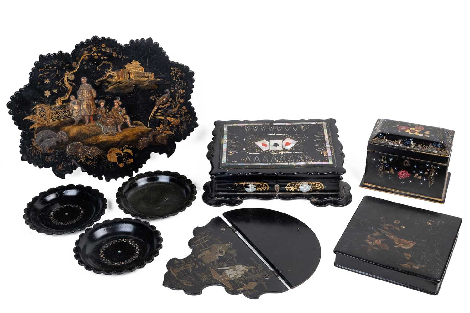 Lot 1235 - A collection of Victorian lacquerware