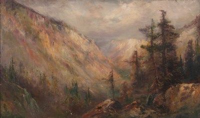 Lot 428 - Circle of Albert Bierstadt (1830-1902) Canyon...