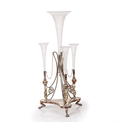 Lot 258 - Silver plated epergne by John Grinsell & Sons,...
