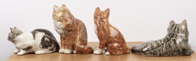 Lot 355 - Winstanley Group of seven pottery model cats...
