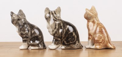 Lot 355 - Winstanley Group of seven pottery model cats...
