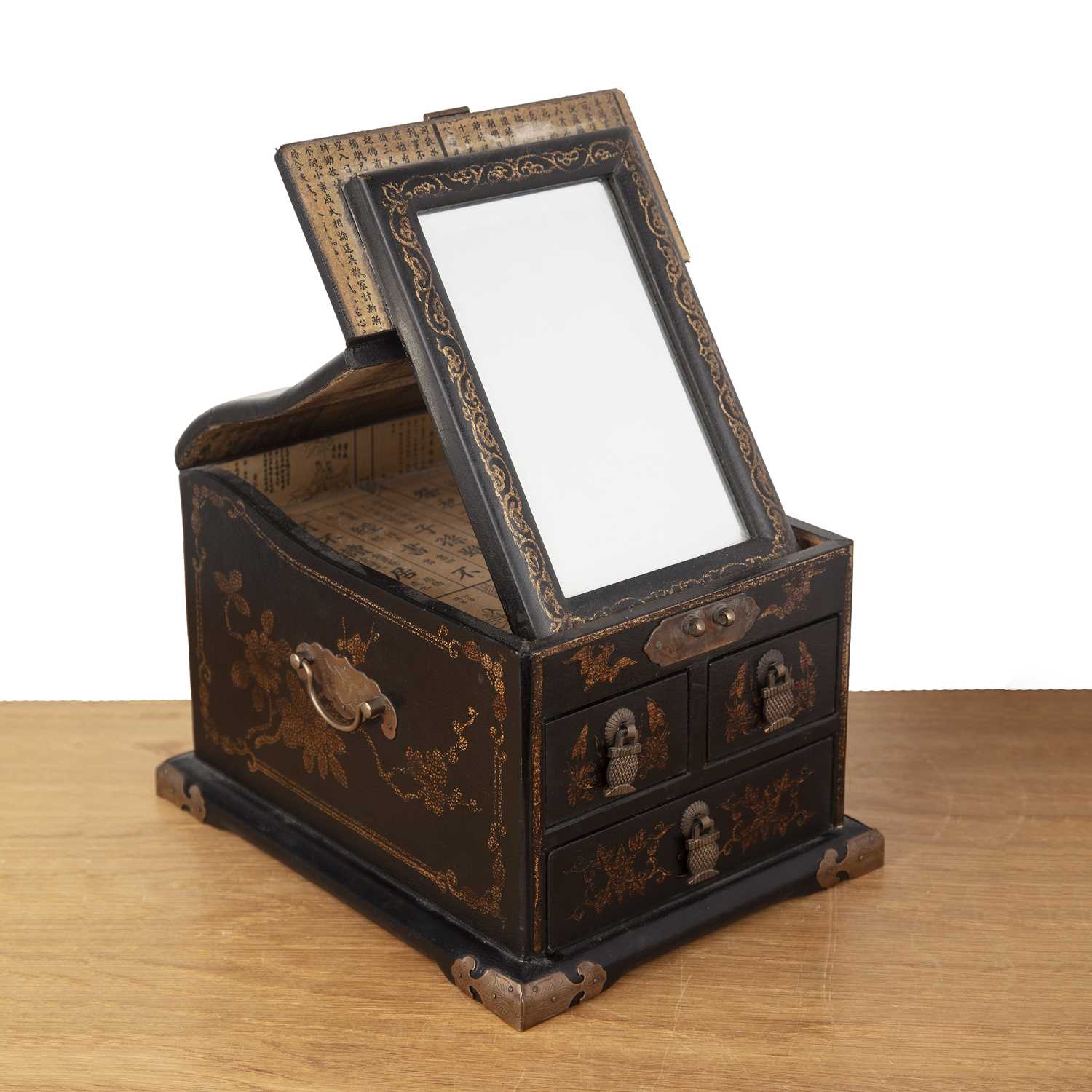 Lot 25 - Lacquered box or dressing table chest Chinese,...