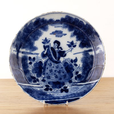 Lot 316 - Blue and white Delft plate circa 1720, painted...