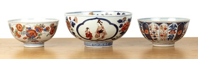 Lot 63 - Three Imari pattern porcelain bowls Chinese...