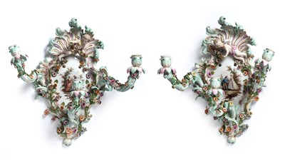 Lot 134 - A pair of late 19th century Meissen three...