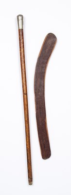 Lot 220 - An Aboriginal hunting boomerang 69cm together...