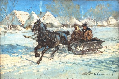 Lot 500 - Roman Breitenwald (1911-1985) A snow covered...