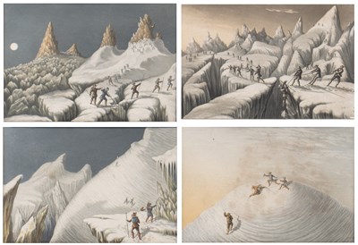 Lot 40 - A set of four Baxter prints The ascent of Mont...