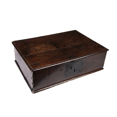 Lot 81 - A late 17th century oak bible box, 55.5cm wide...