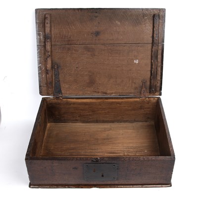 Lot 81 - A late 17th century oak bible box, 55.5cm wide...