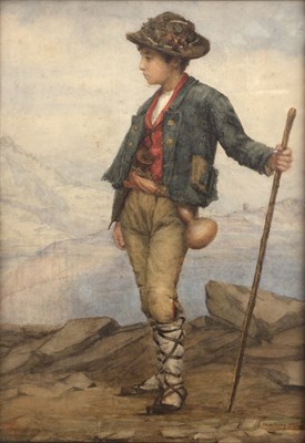 Lot 287 - C. Armstrong Italian peasant boy in a hilltop...