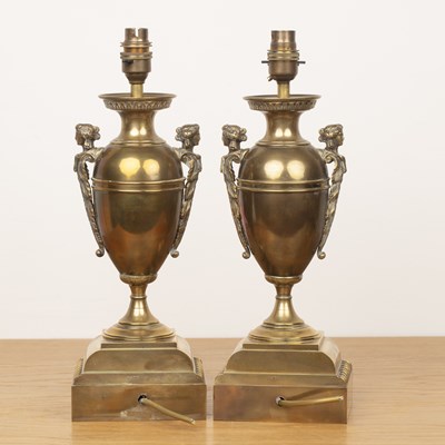 Lot 83 - Pair of brass table lamps 19th Century style,...