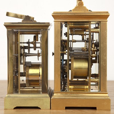 Lot 18 - Two brass-cased carriage clocks the first a...