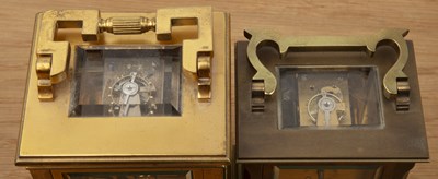 Lot 18 - Two brass-cased carriage clocks the first a...