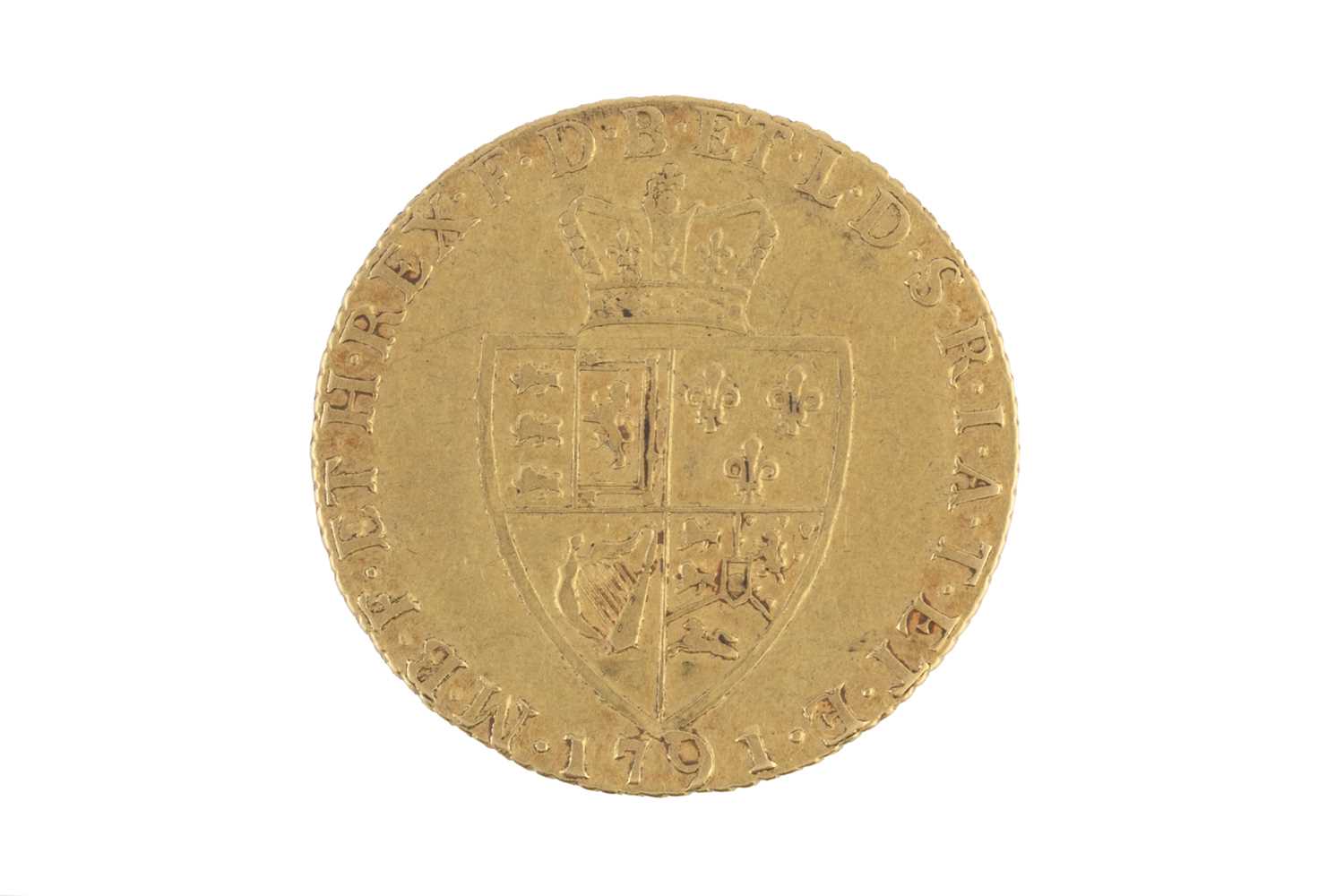 Lot 187 - A George III spade guinea, dated 1791