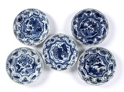 Lot 9 - Group of five blue and white Kraak dishes...