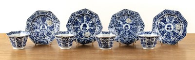 Lot 10 - Set of four blue and white matching cups and...
